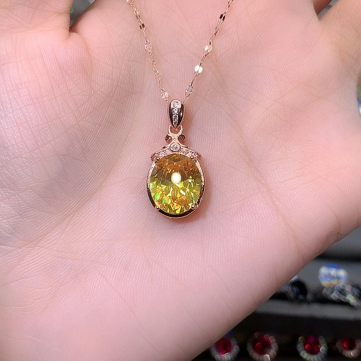 水晶吊坠(赠链)银S925镶嵌黄水晶