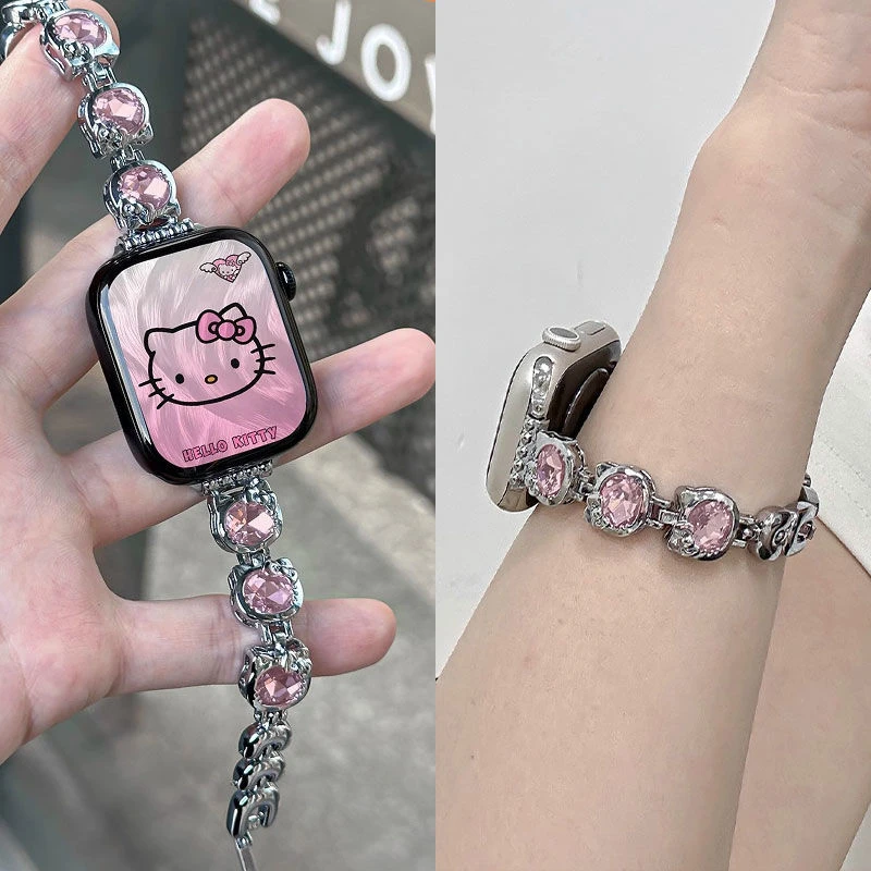 金属可爱凯蒂猫闪钻iQOOwatchgt适用vivowatchgt智能表带ins女款