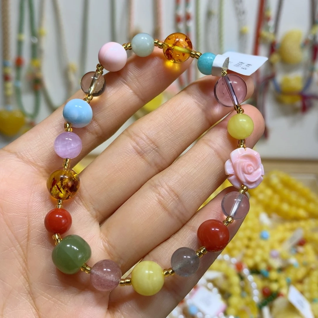 未镶嵌蜜蜡手链多宝款