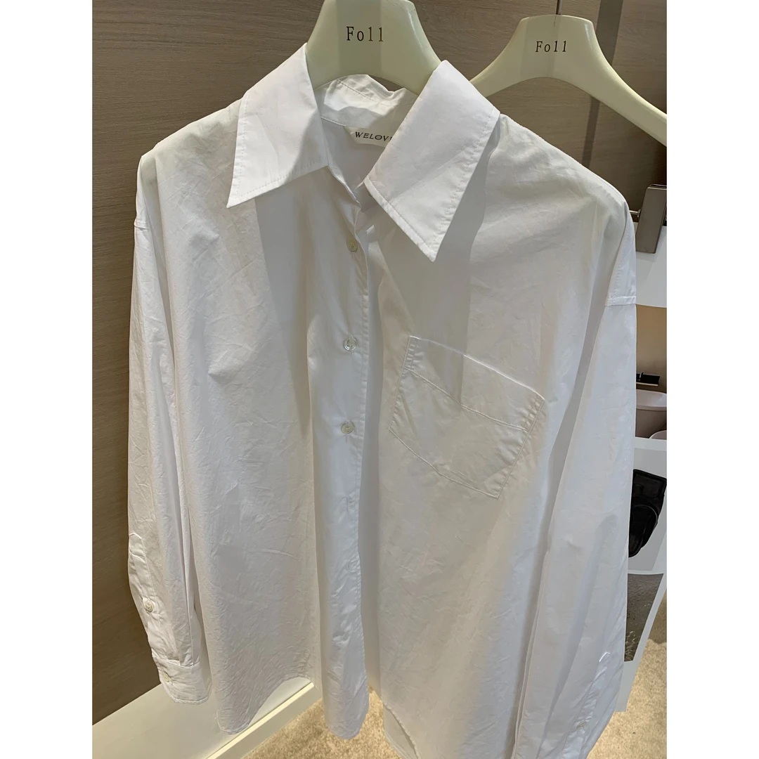 welover 韩系百搭长袖白衬衣