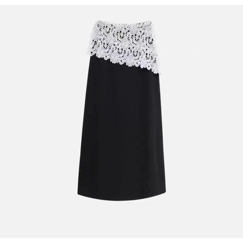 【劲爆福利】气质时尚轻奢高定百搭休闲设计师蕾丝拼接长裙+短袖