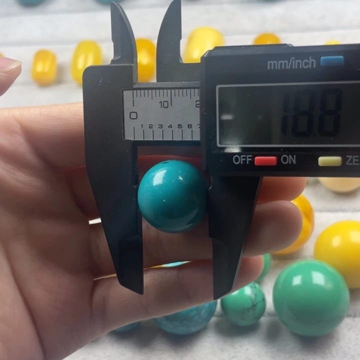 水晶优化松石圆珠18.8mm尺寸单颗未镶嵌深蓝款