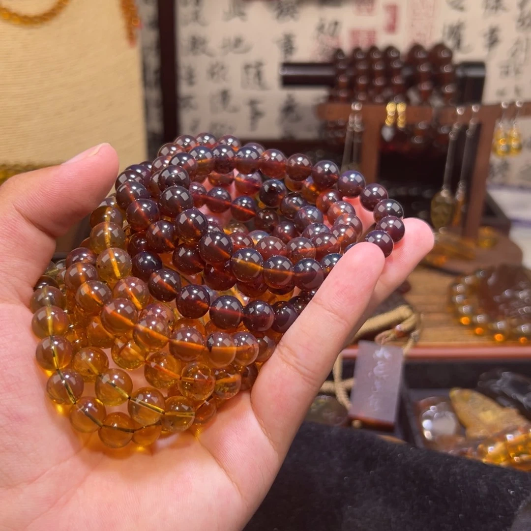 未镶嵌颈饰琥珀9mm棕珀手串