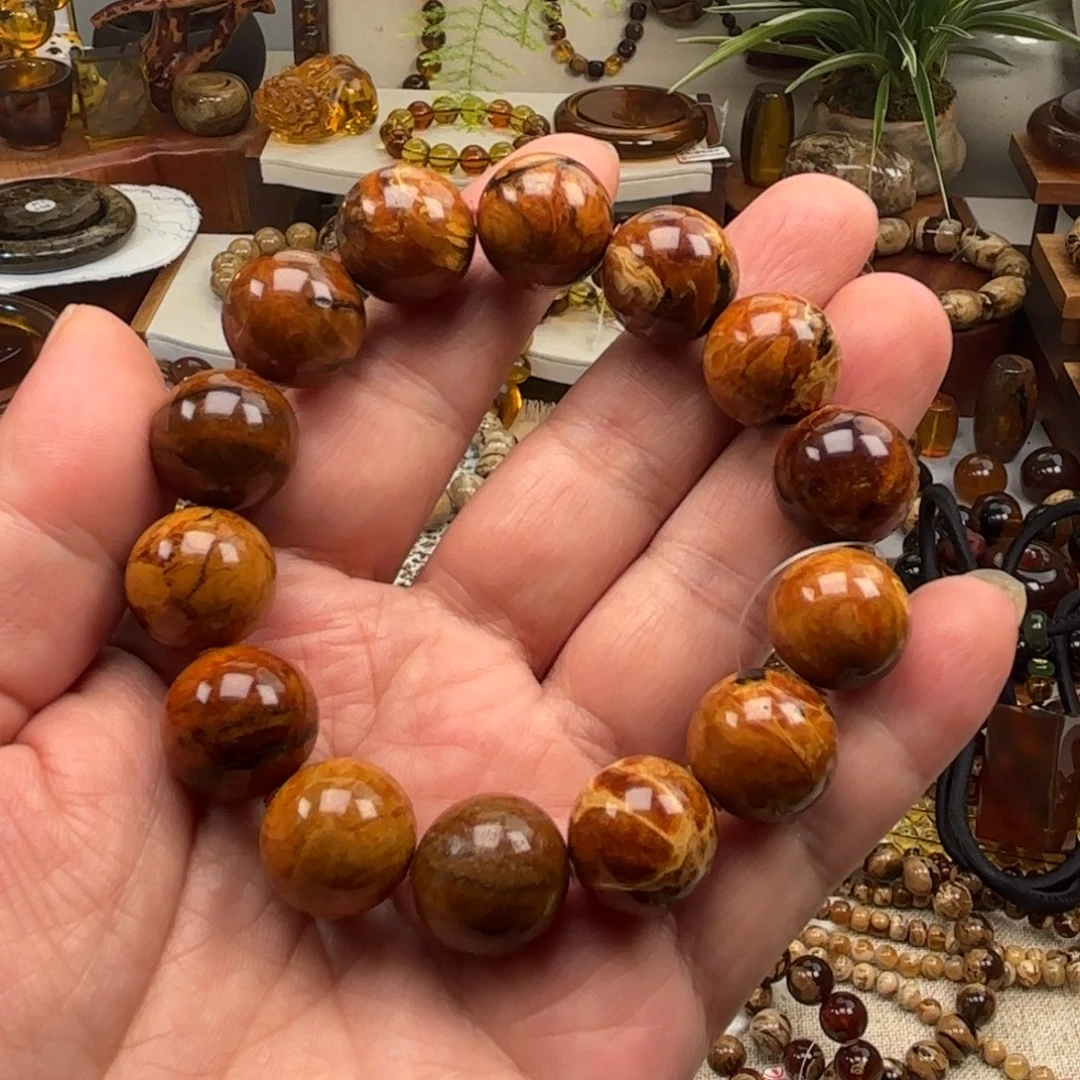 琥珀未镶嵌手链血沙根珀卡16