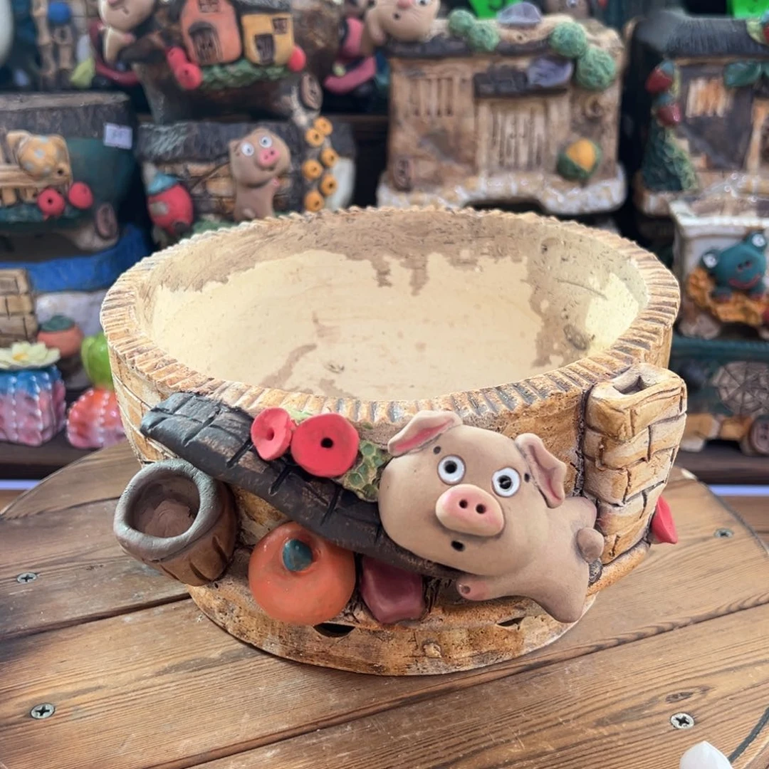 红陶嘻哈多肉花盆