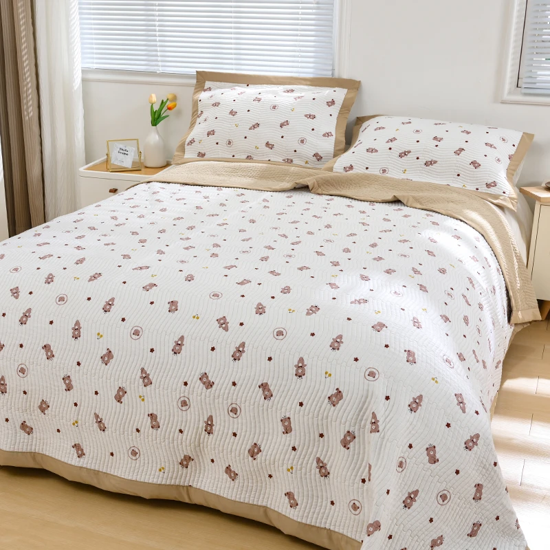 【可爱小熊莫代尔】韩式碎花绗缝多功能防滑轻奢高档亲肤软凉席床盖