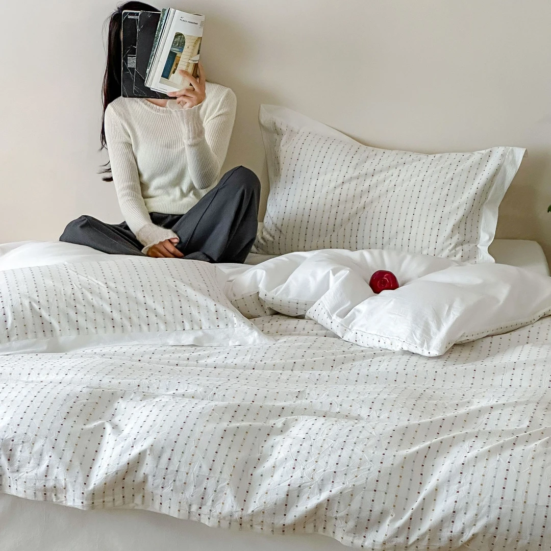 全棉纯棉水洗方糖系列极简现代轻奢四件套床上用品