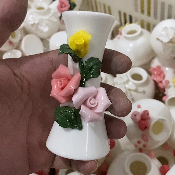 瓷片纯手工陶瓷花摆件1瑕