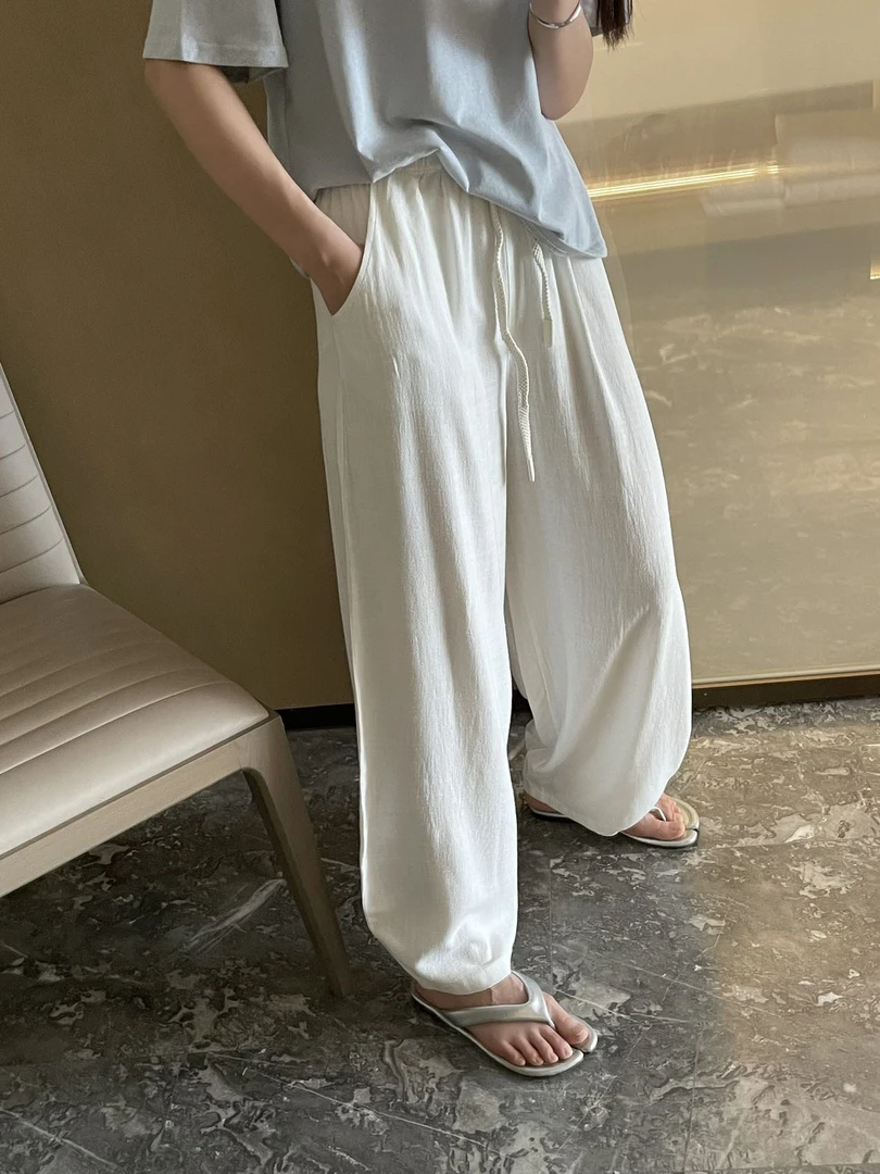 亚麻弯刀裤夏款时尚休闲