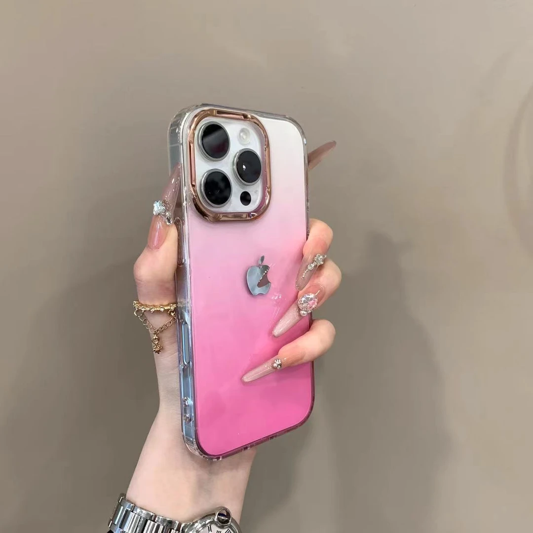 渐变晕染星空闪粉适用苹果16pro手机壳15promax时尚14防摔13