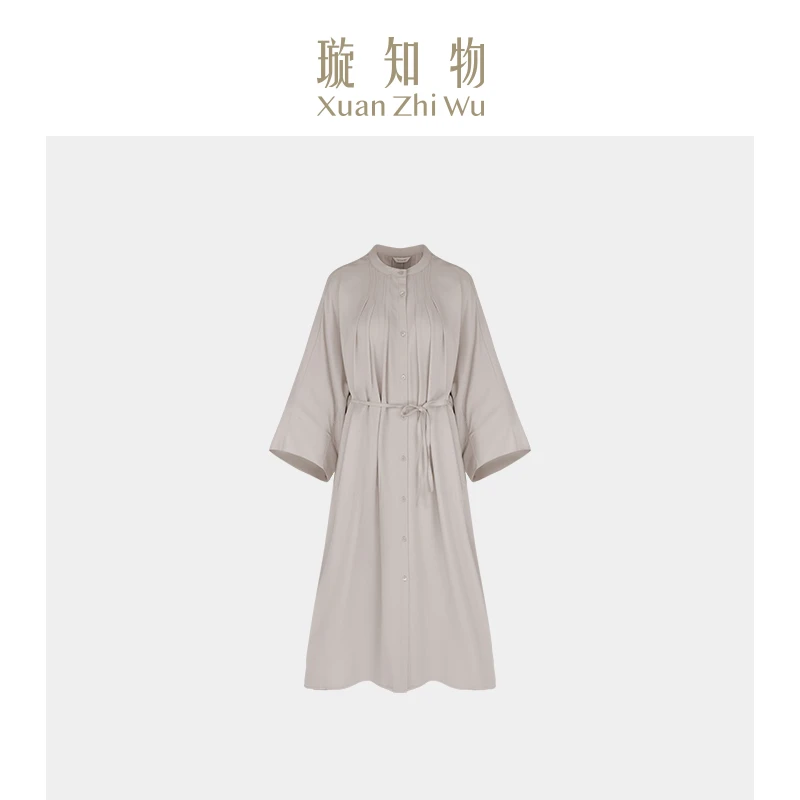 芭蕾裙 中长款荷叶边无袖连衣裙抽绳王璇原创设计