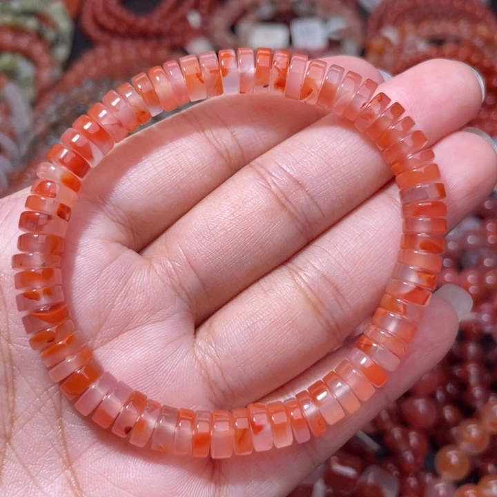 南红玛瑙未镶嵌飘花药片单圈7+