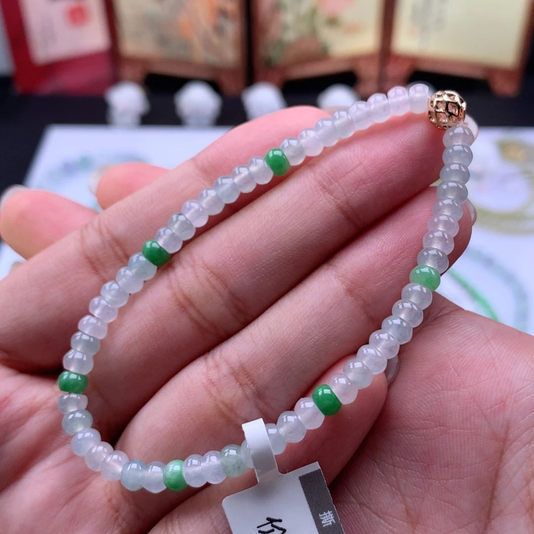 翡翠未镶嵌手链卡4+