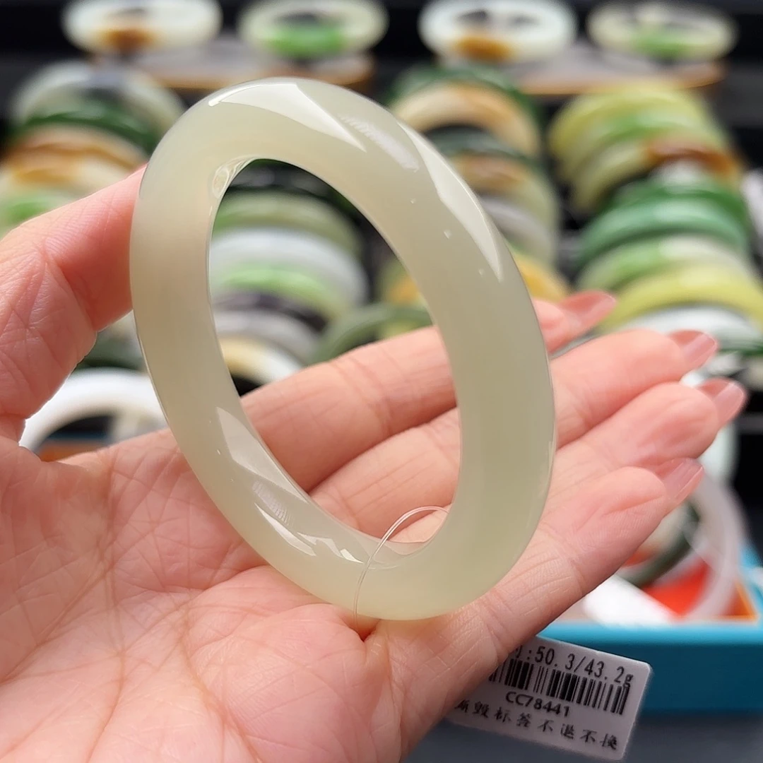 和田玉未镶嵌手镯高冰荔枝冻50.3