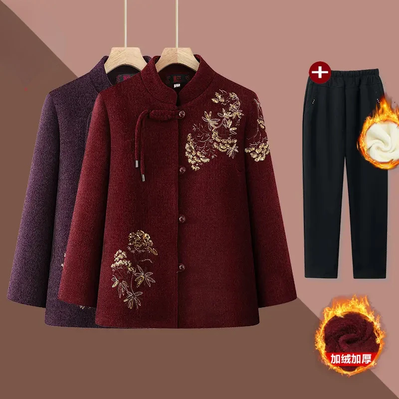 奶奶冬装棉袄女中老年人秋冬季女妈妈装加绒加厚外套老太太棉衣服