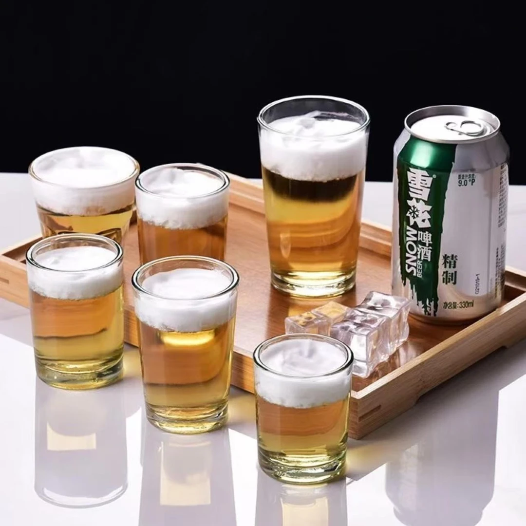 防摔钢化玻璃杯饭店专用二两钢化白酒杯茶水杯酒吧ktv啤酒杯家用