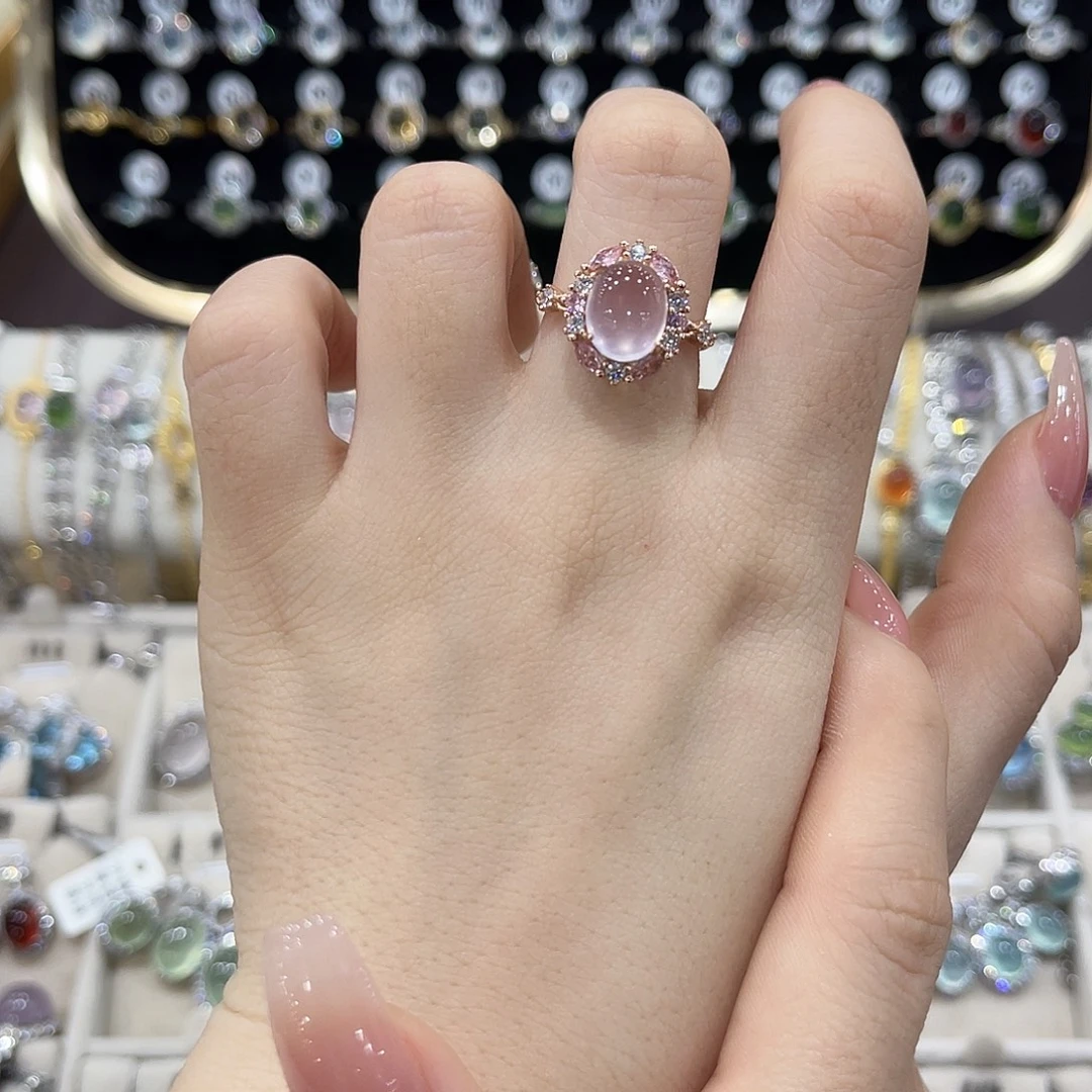 蛇纹石玉银S925镶嵌戒指