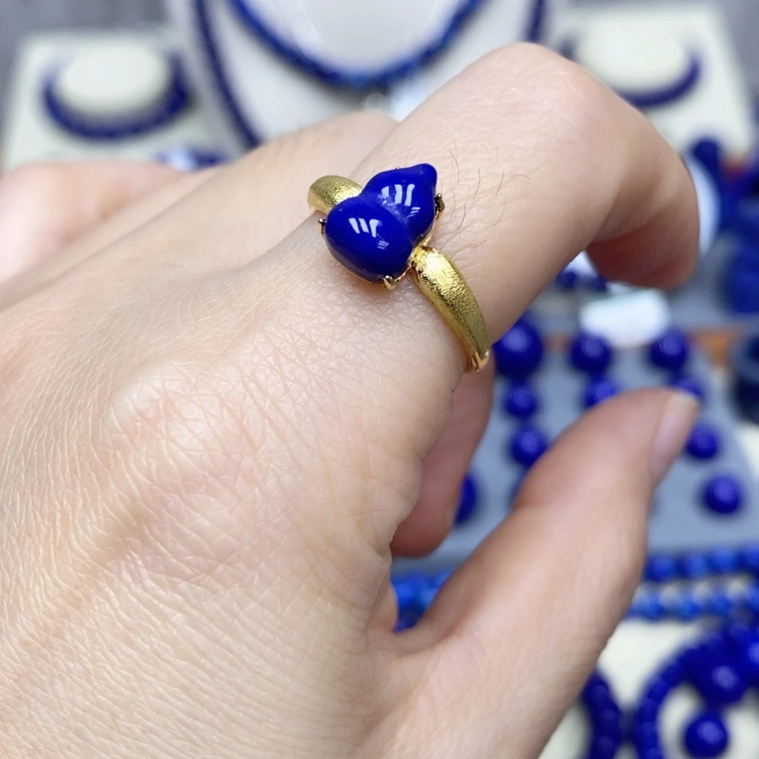 青金石银S925镀金镶嵌戒指