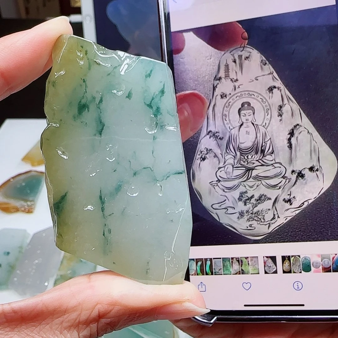定制翡翠未镶嵌缅甸翡翠挂件