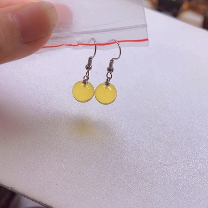 未镶嵌蓝珀耳饰天然缅甸琥珀圆珠耳坠