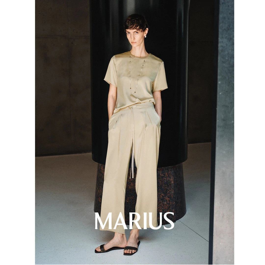 MARIUS“心流套”真丝砂洗优雅极简背心短袖长裤连衣裙真丝夏装