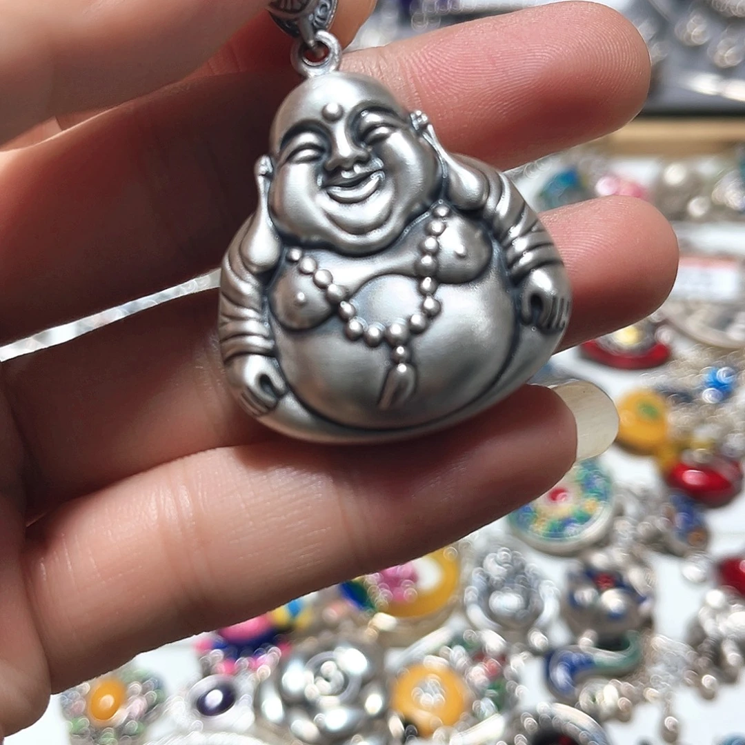 吊坠足银珐琅大佛公