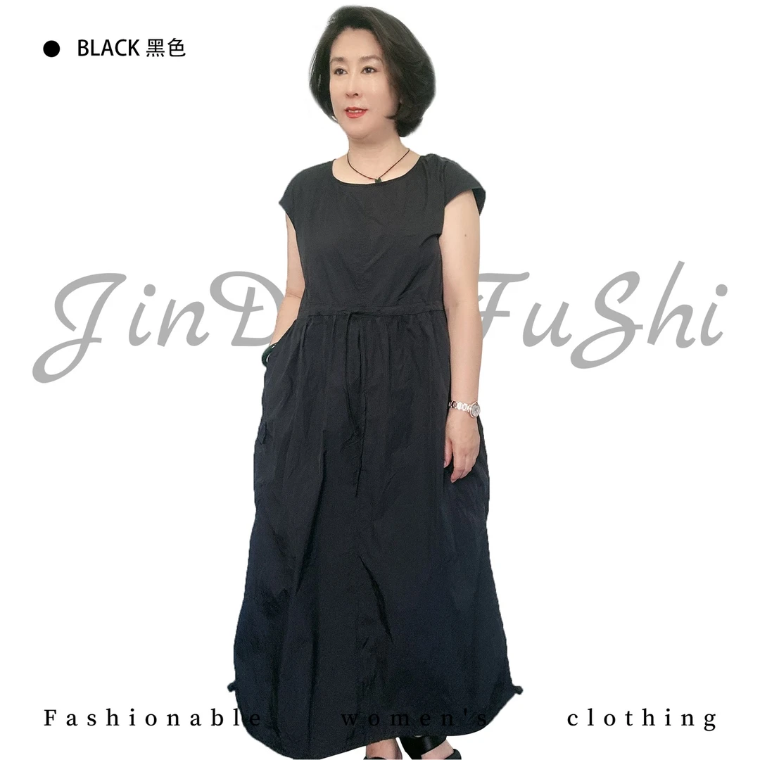 简约气质纯色系带连衣裙 中年妈妈时尚休闲连衣裙9066
