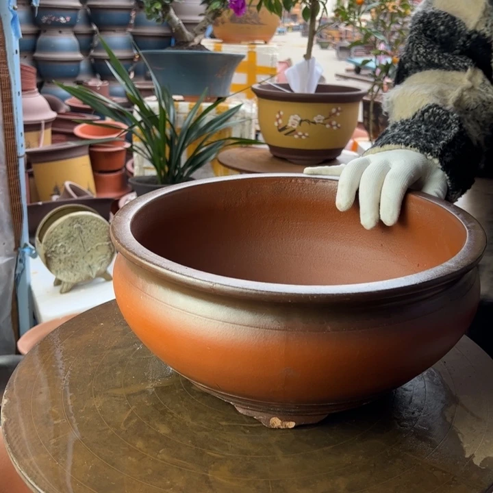 紫砂仿古鱼缸大 口径31×14