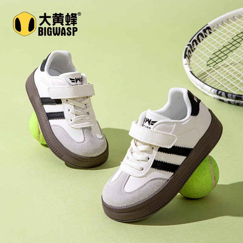 2025年大黄蜂春季新款防滑耐磨校园风韩版潮流男女儿童魔术贴板鞋