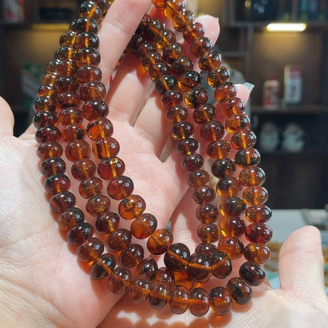 琥珀未镶嵌手链10m血