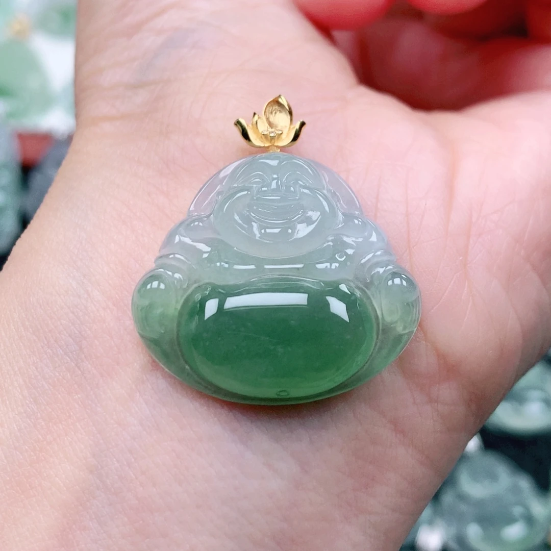 翡翠18K金镶嵌吊坠(不含链)