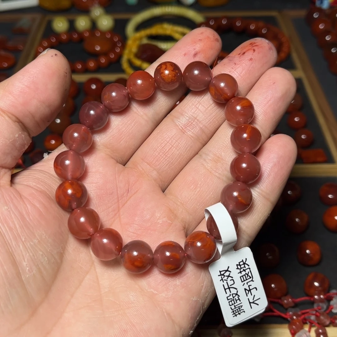 南红玛瑙未镶嵌手串原矿瓦西冰飘单圈10mm+