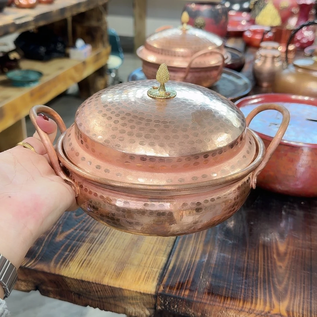 紫铜手工制作双耳锅一个18口径