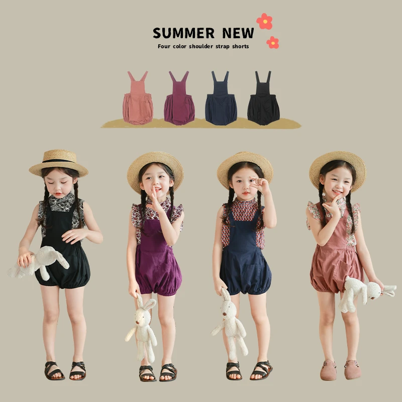 utouto大耳象女童纯色背带短裤＆可拆卸背带短裤2024夏季2303588