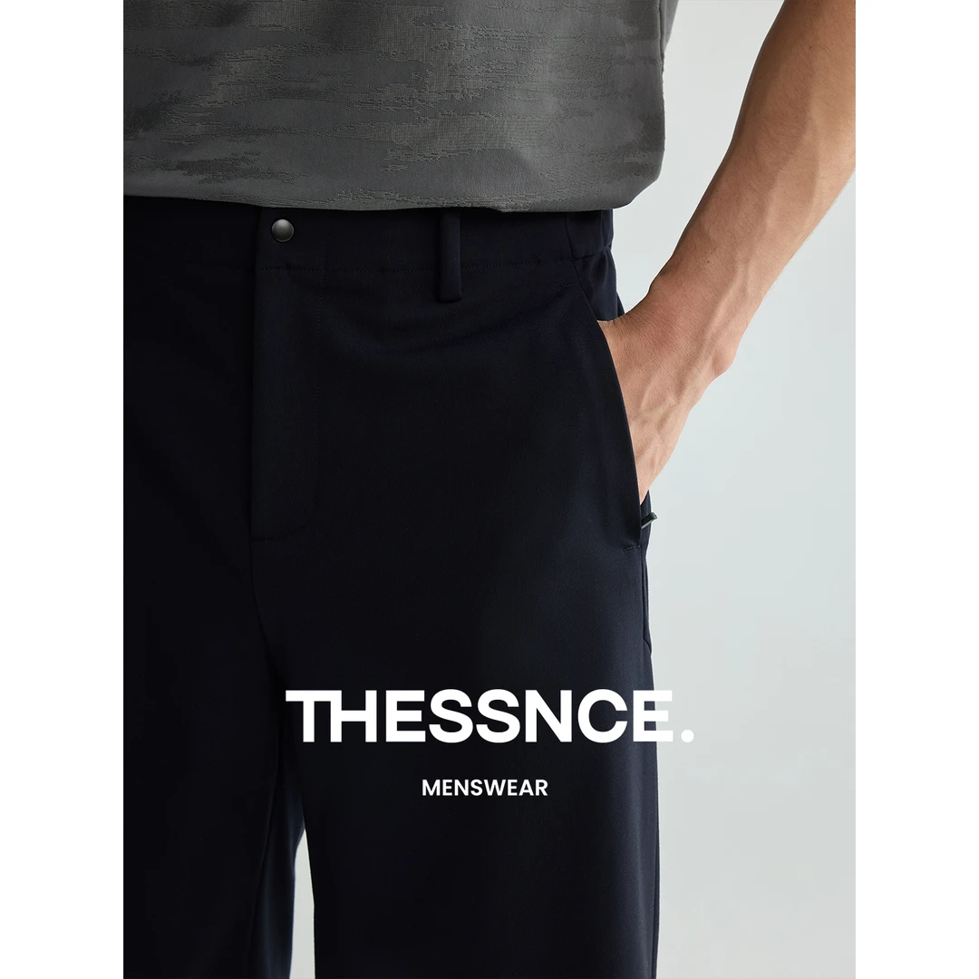 THESSNCE轻运动薄款直筒双面罗马弹力腰夏季针织男短裤裤子