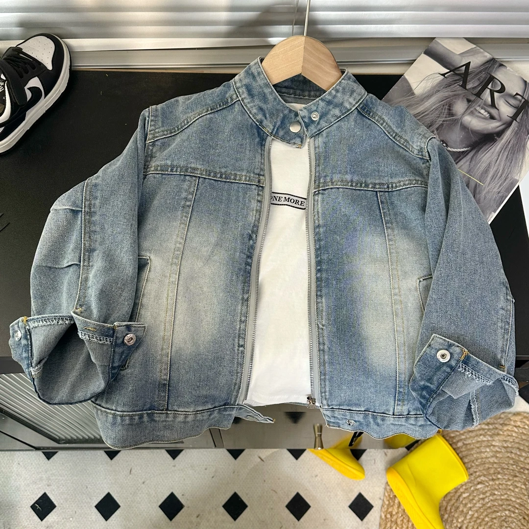 牛仔软外套男女童春季童装宝宝儿童牛仔中大童牛仔上衣