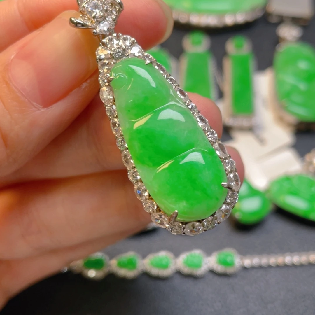 翡翠银S925镶嵌吊坠(不含链)