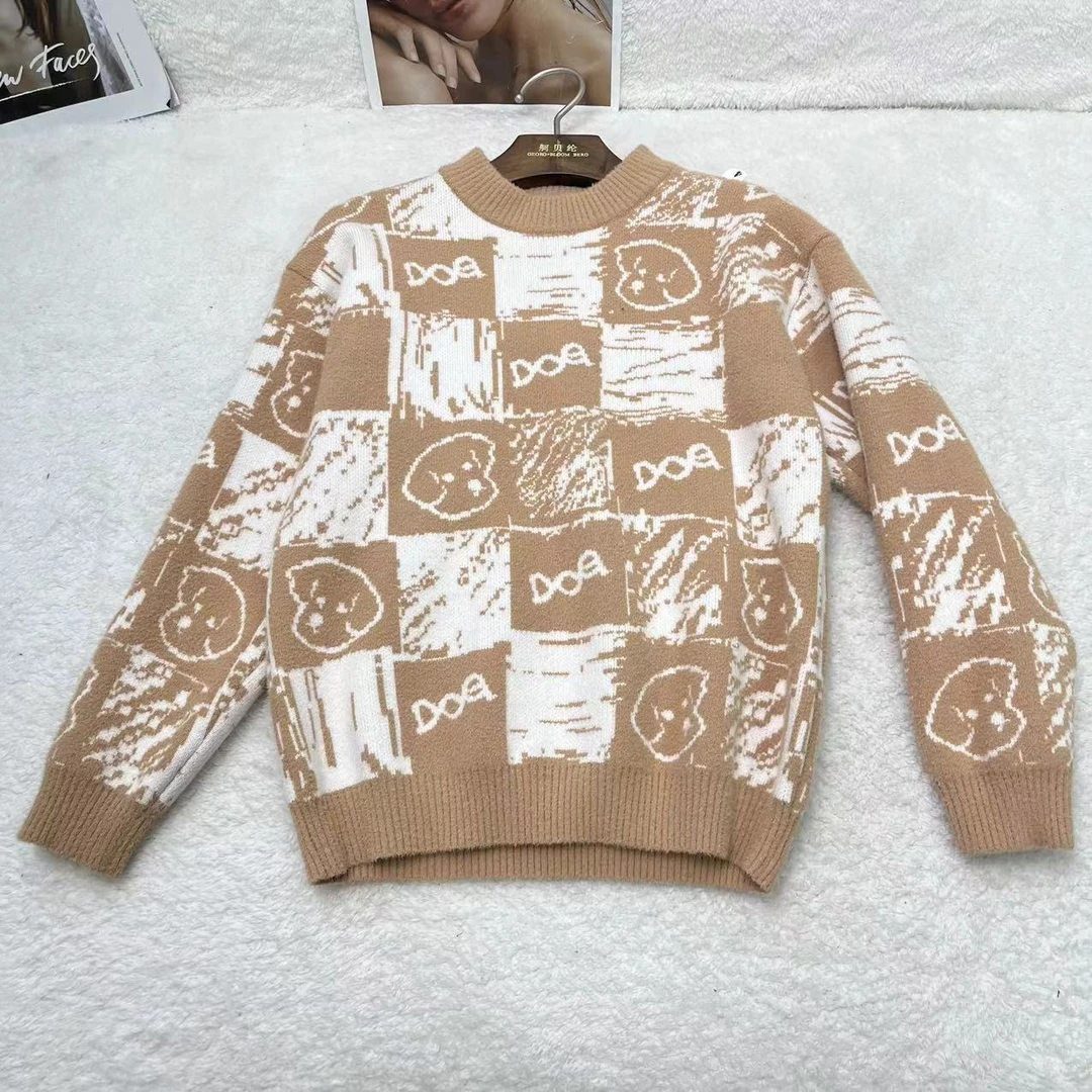 儿童冬季洋气印花加厚保暖圆领毛衣H2596