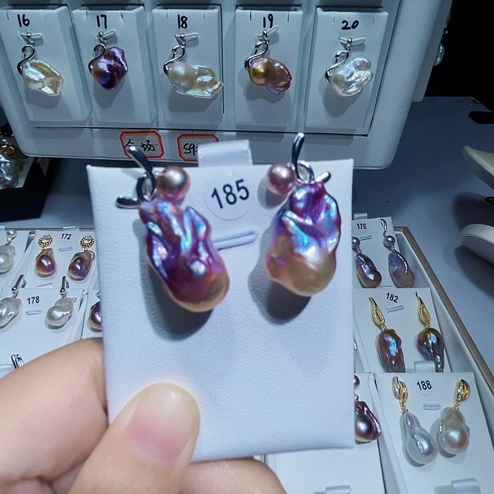 淡水珍珠耳饰银S925镶嵌熊**晶