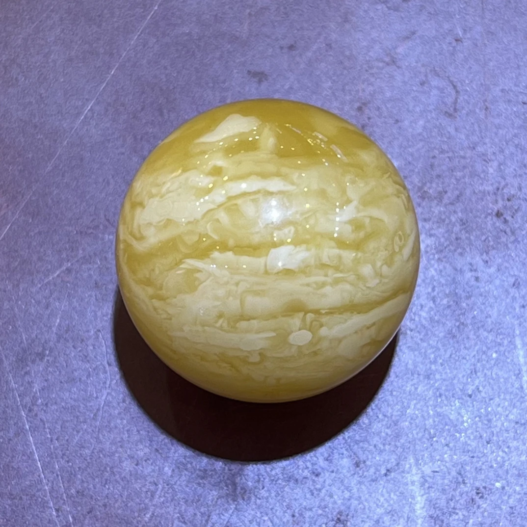 琥珀白花蜜蜡虎皮纹圆珠单珠，26.3m，10.24g，天然原矿保真