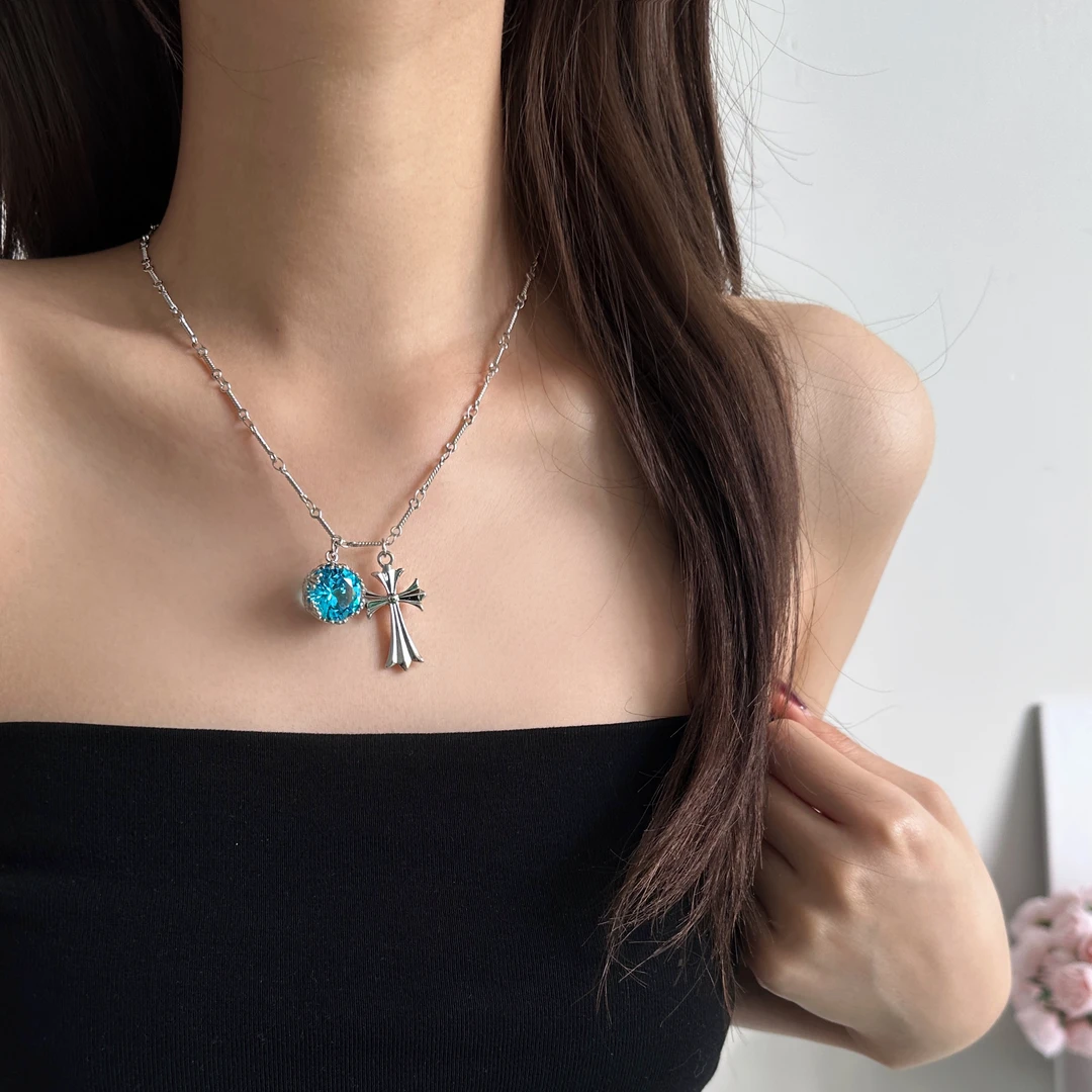 合金项链 X5833-1简约精致轻奢百搭小众时尚高级感十字架项链饰品