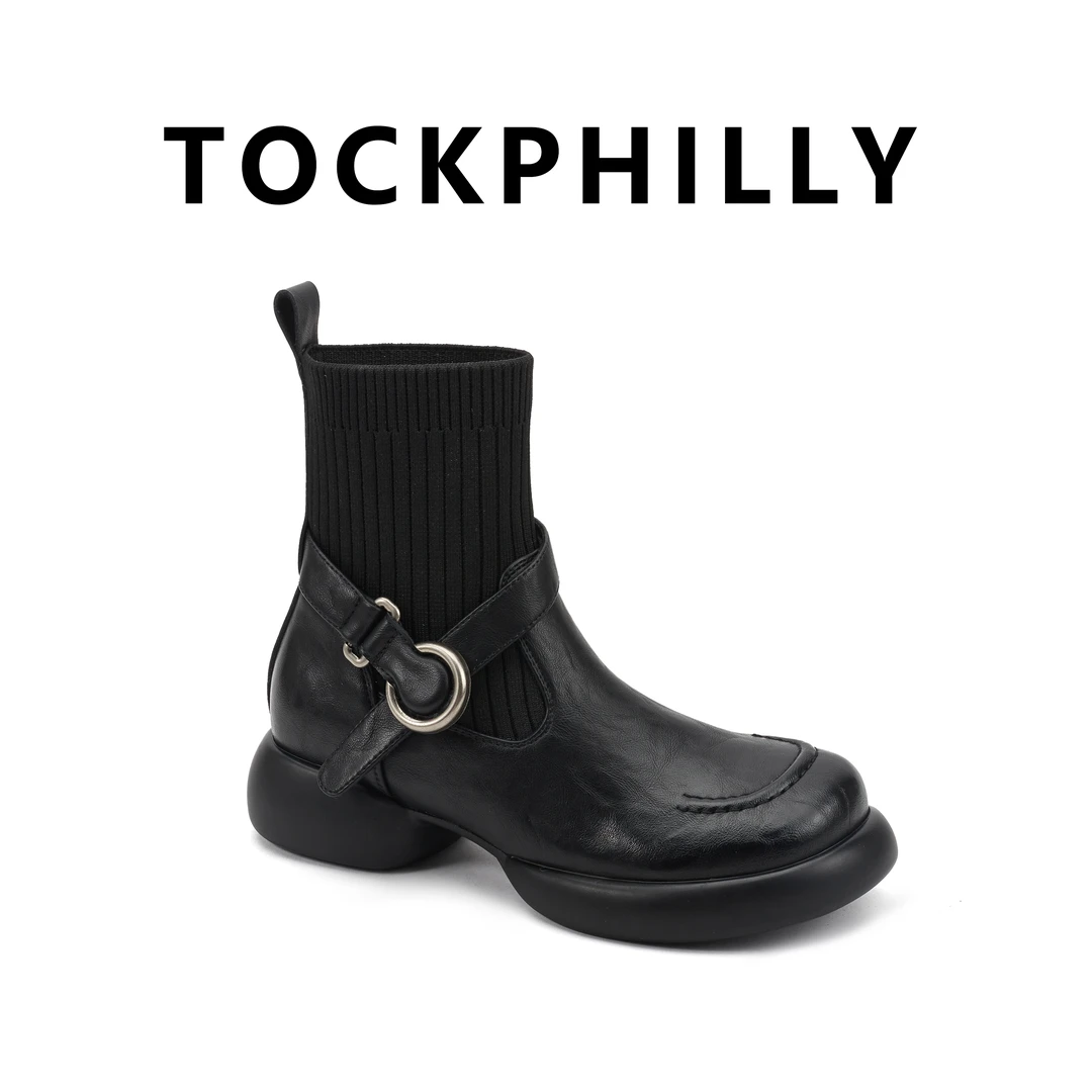 头层牛皮袜靴女爆款2025新款流行短靴网红款ins百搭真皮HF35161