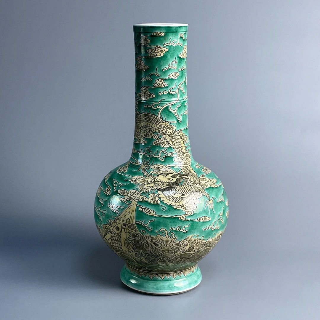 清光绪绿地云龙纹长颈瓶-M25LJ003876-03