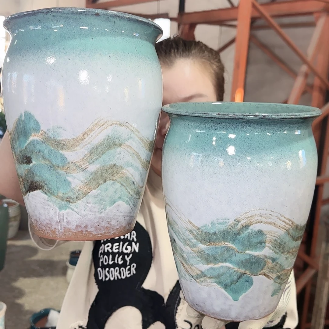 紫砂花盆高24口17