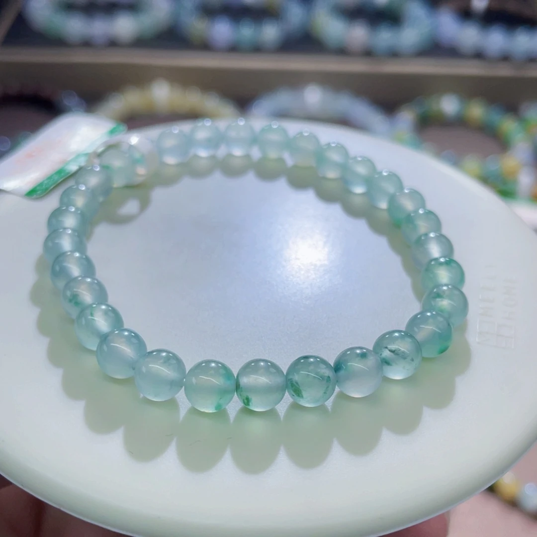 未镶嵌手链翡翠高冰绿底飘花