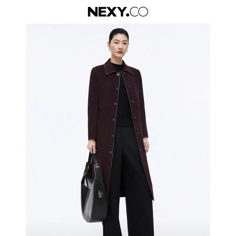 NEXY.CO/奈蔻|双面大衣|紫色|中长款|时尚|XL01016R8/XL01017T5