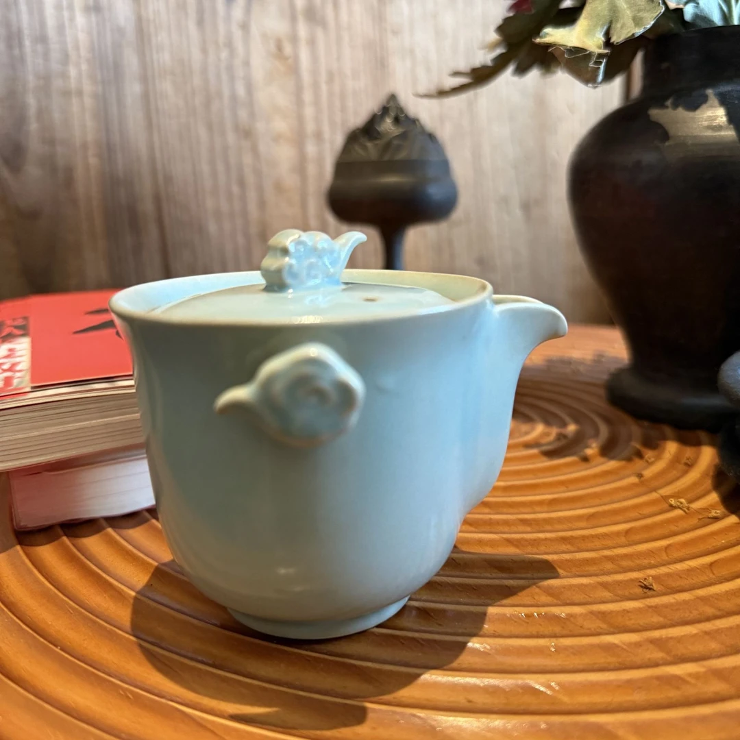柴烧汝窑青瓷快客杯 公道杯+盖碗设计