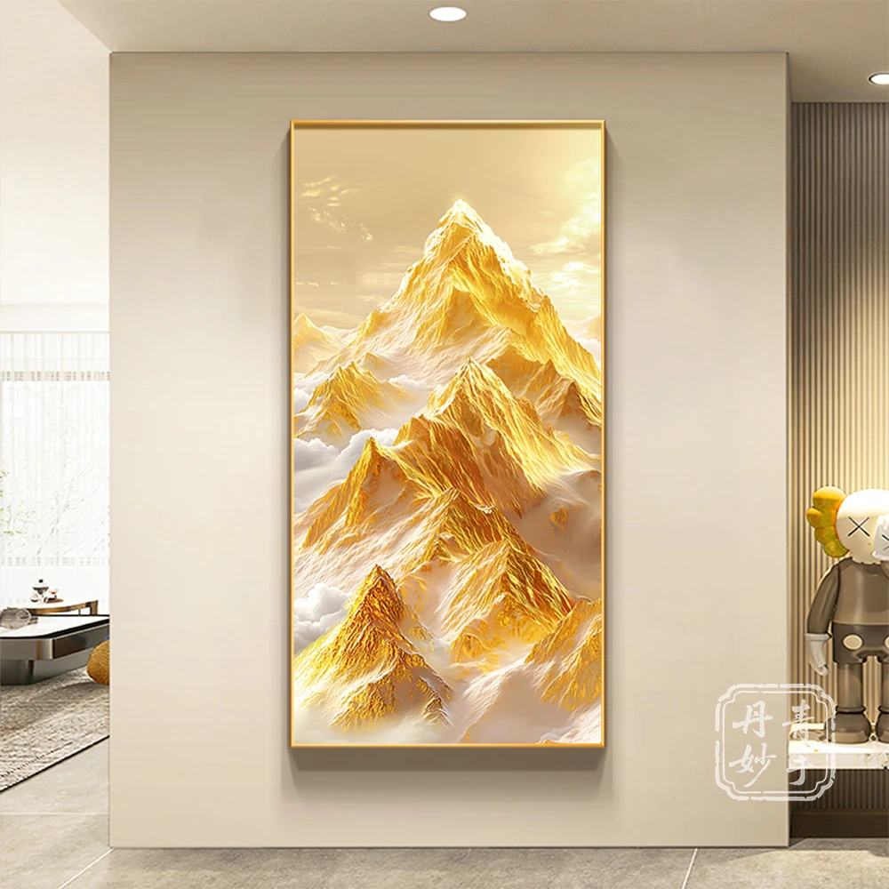 金山画靠山图入户玄关装饰画好寓意现代简约日照金山招财挂画