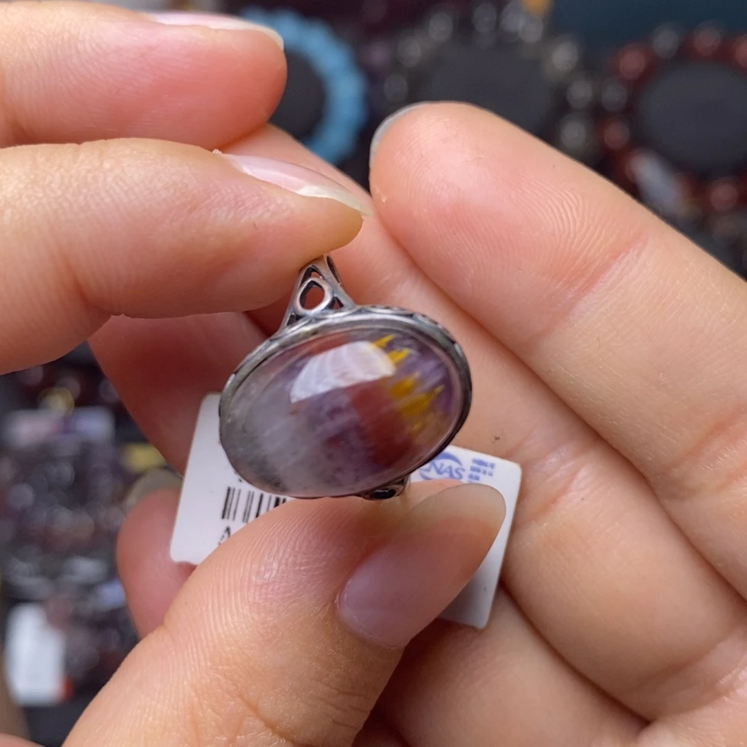 水晶手链银S925镶嵌极光四色戒指