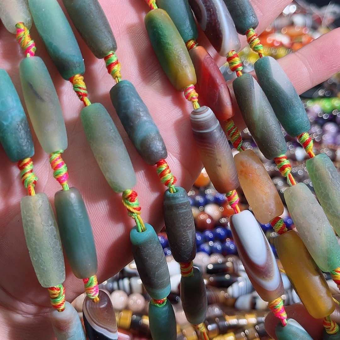 玛瑙/玉髓未镶嵌珠宝半成品橘皮玛瑙天珠一条10x28mm